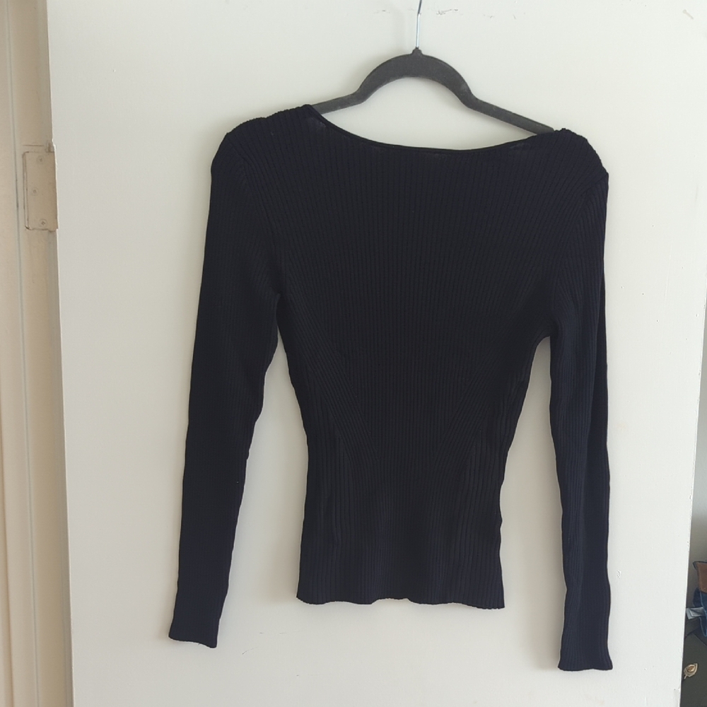 Banana Republic Blac Backless Long Sleeve Top
